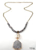 Boho Necklace, RH Antique Brass Green Amazonite Stone Glass